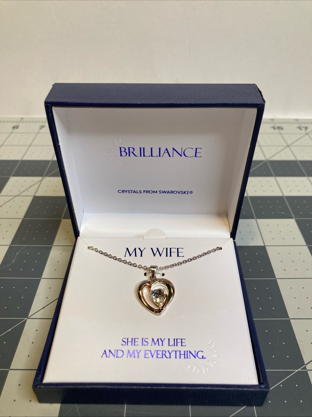 Brilliance Angel Necklace 18” My Wife Silver Plated Swarovski Crystal NEW IN BOX